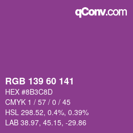 カラーコード: RGB 139 60 141 | qconv.com