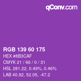颜色代码: RGB 139 60 175 | qconv.com