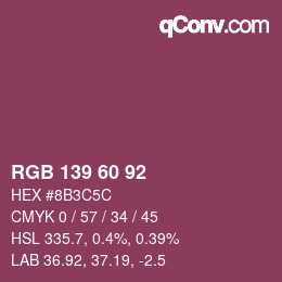 颜色代码: RGB 139 60 92 | qconv.com