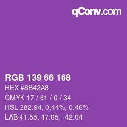 Color code: RGB 139 66 168 | qconv.com