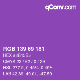 颜色代码: RGB 139 69 181 | qconv.com