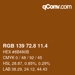 カラーコード: RGB 139 72.8 11.4 | qconv.com