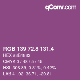 カラーコード: RGB 139 72.8 131.4 | qconv.com
