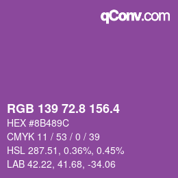 カラーコード: RGB 139 72.8 156.4 | qconv.com
