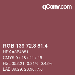 カラーコード: RGB 139 72.8 81.4 | qconv.com