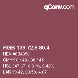 カラーコード: RGB 139 72.8 86.4 | qconv.com