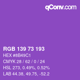 Farbcode: RGB 139 73 193 | qconv.com