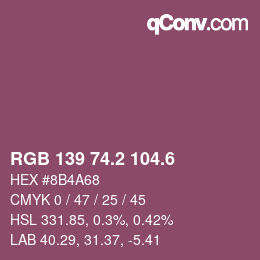カラーコード: RGB 139 74.2 104.6 | qconv.com