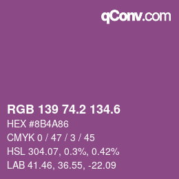 カラーコード: RGB 139 74.2 134.6 | qconv.com