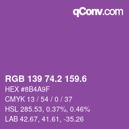 カラーコード: RGB 139 74.2 159.6 | qconv.com