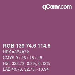 カラーコード: RGB 139 74.6 114.6 | qconv.com