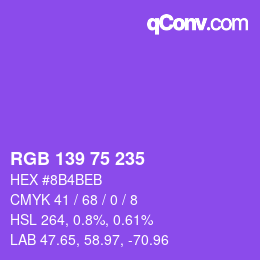 Color code: RGB 139 75 235 | qconv.com