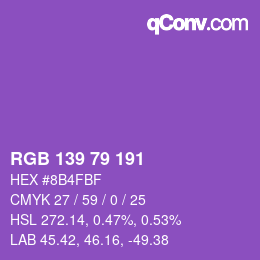 カラーコード: RGB 139 79 191 | qconv.com