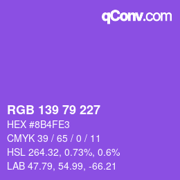 Color code: RGB 139 79 227 | qconv.com