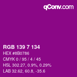 Color code: RGB 139 7 134 | qconv.com