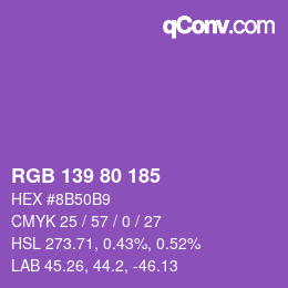 颜色代码: RGB 139 80 185 | qconv.com