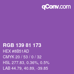 Color code: RGB 139 81 173 | qconv.com