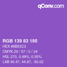Color code: RGB 139 83 195 | qconv.com