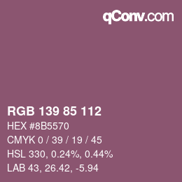 カラーコード: RGB 139 85 112 | qconv.com