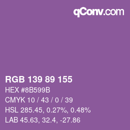 カラーコード: RGB 139 89 155 | qconv.com