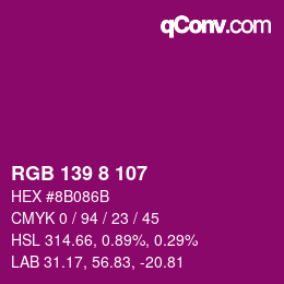 Color code: RGB 139 8 107 | qconv.com