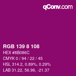 Color code: RGB 139 8 108 | qconv.com