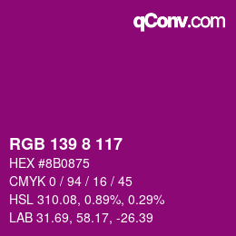 Color code: RGB 139 8 117 | qconv.com
