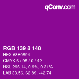 Color code: RGB 139 8 148 | qconv.com