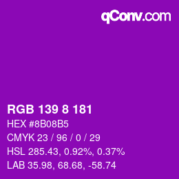 颜色代码: RGB 139 8 181 | qconv.com