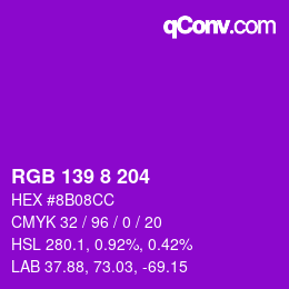 Color code: RGB 139 8 204 | qconv.com