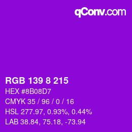 Color code: RGB 139 8 215 | qconv.com