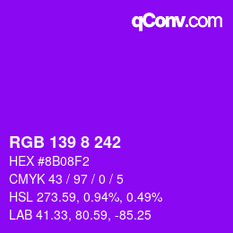 Color code: RGB 139 8 242 | qconv.com