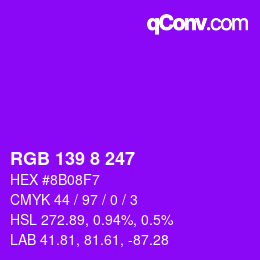 Color code: RGB 139 8 247 | qconv.com
