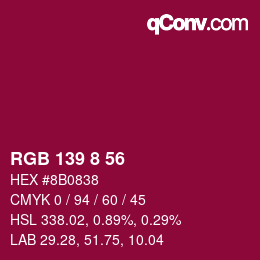 Color code: RGB 139 8 56 | qconv.com
