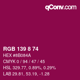 Color code: RGB 139 8 74 | qconv.com