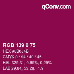 Color code: RGB 139 8 75 | qconv.com