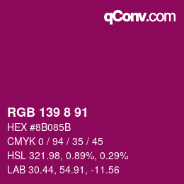 Color code: RGB 139 8 91 | qconv.com
