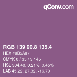 カラーコード: RGB 139 90.8 135.4 | qconv.com