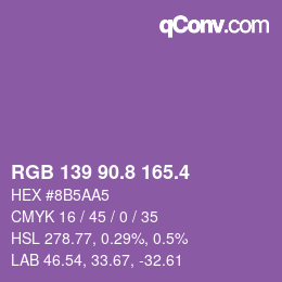 カラーコード: RGB 139 90.8 165.4 | qconv.com