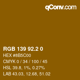 カラーコード: RGB 139 92.2 0 | qconv.com