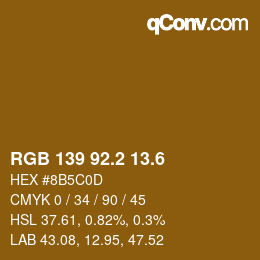 カラーコード: RGB 139 92.2 13.6 | qconv.com