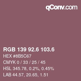 カラーコード: RGB 139 92.6 103.6 | qconv.com
