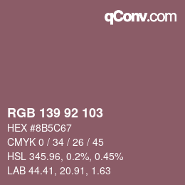 颜色代码: RGB 139 92 103 | qconv.com