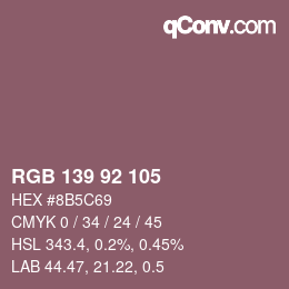 颜色代码: RGB 139 92 105 | qconv.com