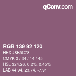 颜色代码: RGB 139 92 120 | qconv.com