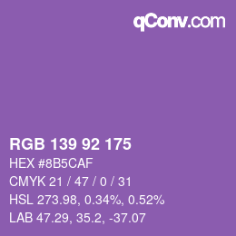 颜色代码: RGB 139 92 175 | qconv.com