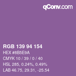 Code couleur: RGB 139 94 154 | qconv.com