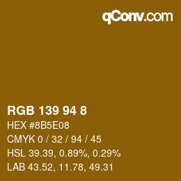 Color code: RGB 139 94 8 | qconv.com