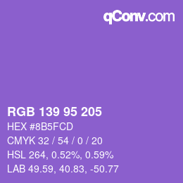 Código de color: RGB 139 95 205 | qconv.com