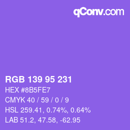 Farbcode: RGB 139 95 231 | qconv.com